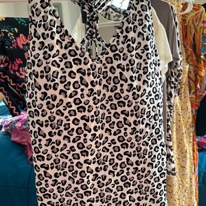 VENUS Black and White Leopard Print Swim Dress